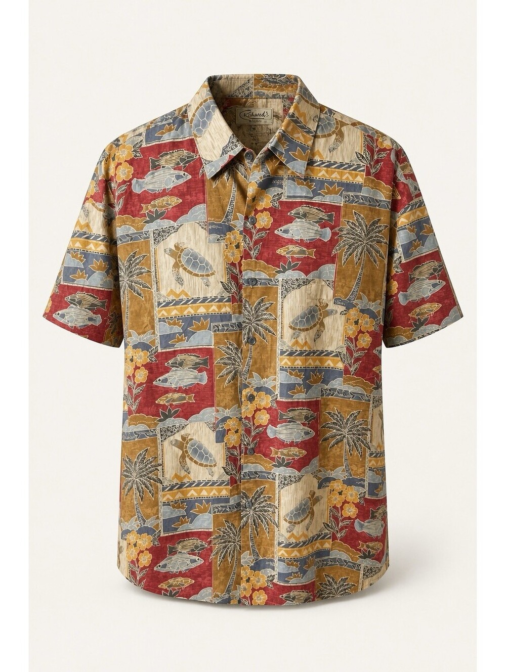 Tori Richard Mens Shirt XXL Hawaiian 100% Cotton Lawn Fish Turtle Made in Hawaii